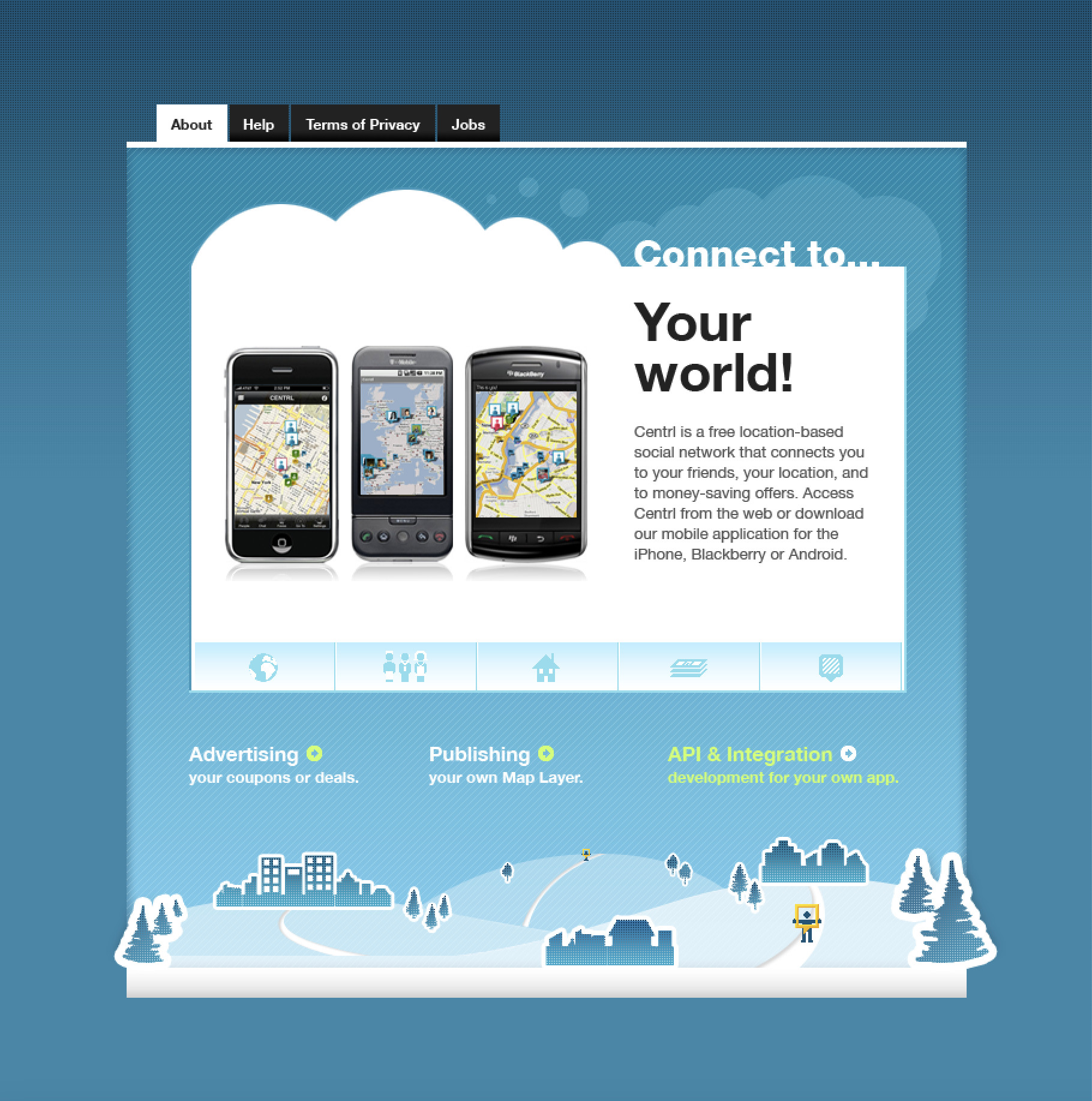 Desktop landing page for Centrl