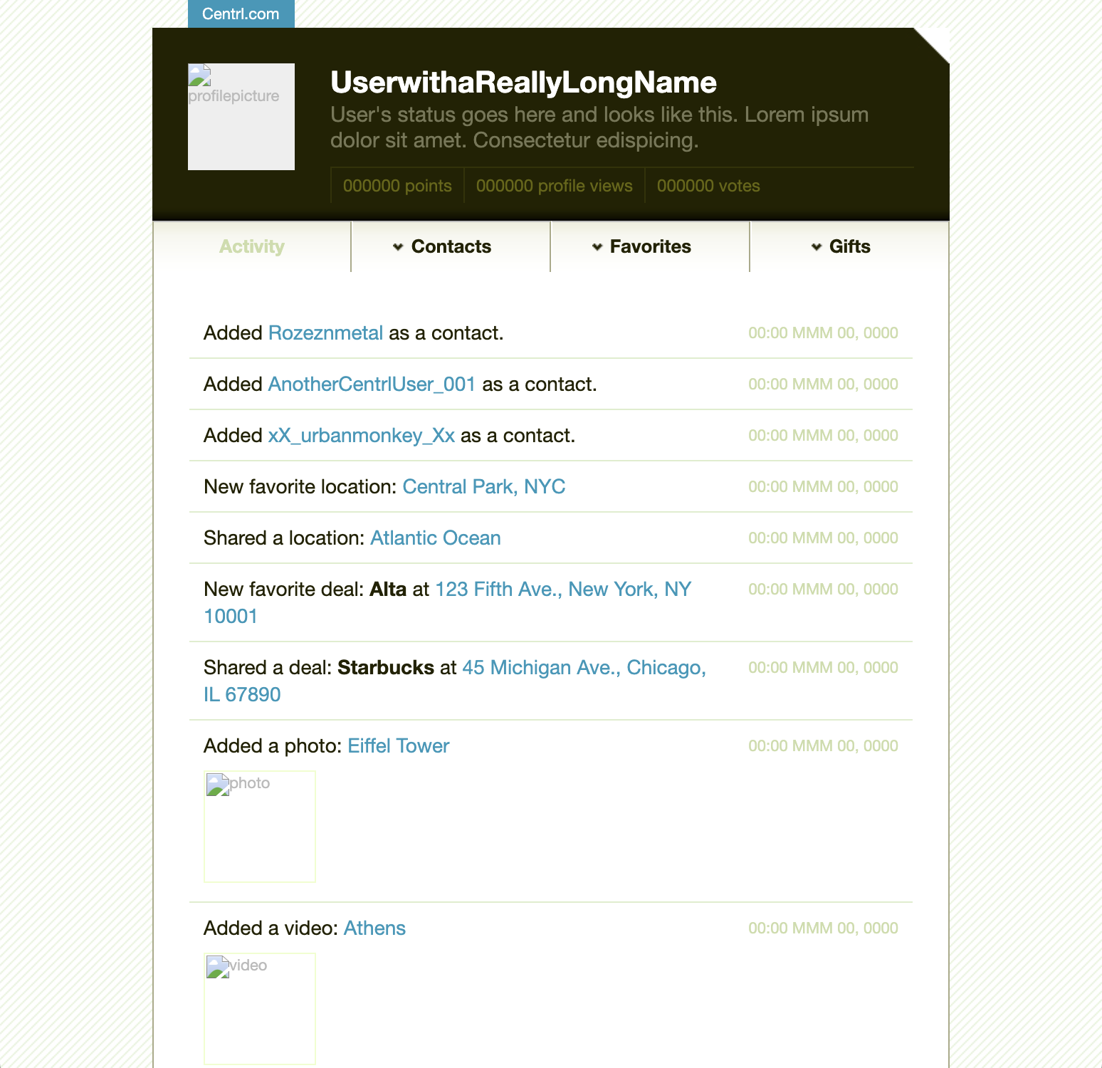 First concept of a desktop UI for user profiles in Centrl